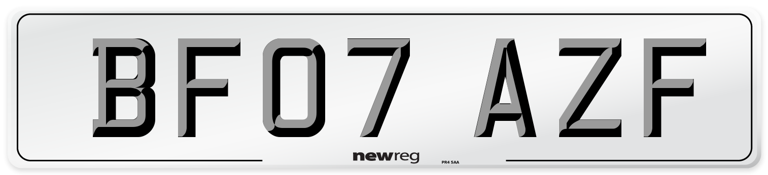 BF07 AZF Number Plate from New Reg